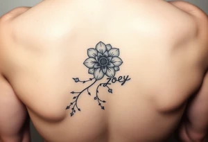 I want it on my wrist. I want a beautiful flower on the inside of my wrist with tendrils down the inside of my arm with little delicate stars or motes and the name Zoey tattoo idea