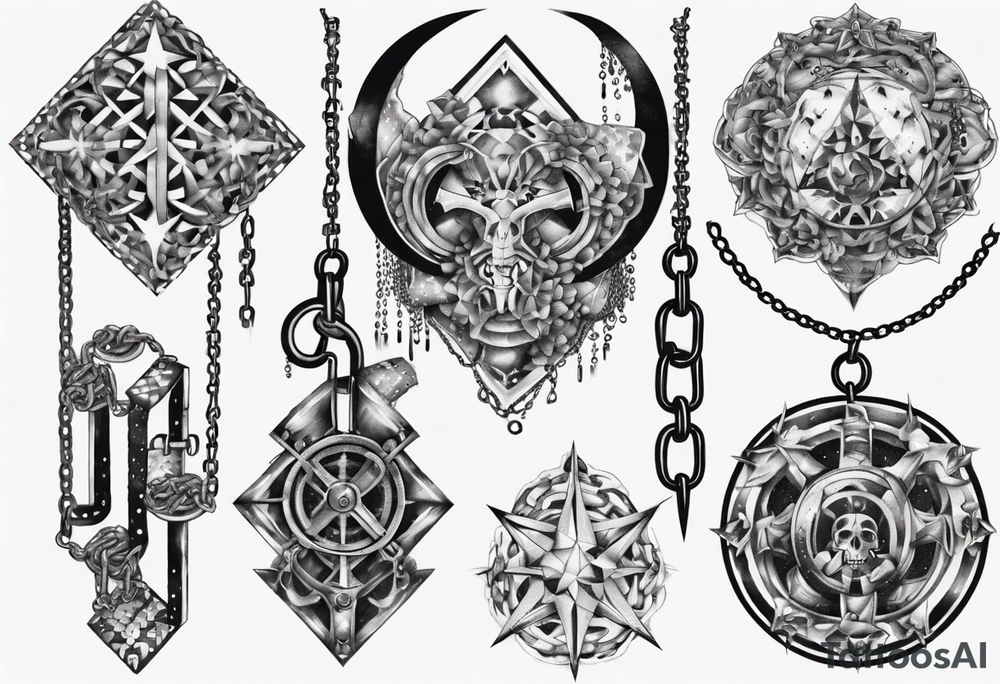 chains patchwork tattoo idea