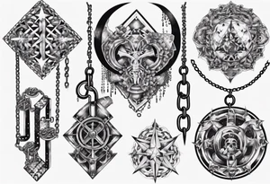 chains patchwork tattoo idea