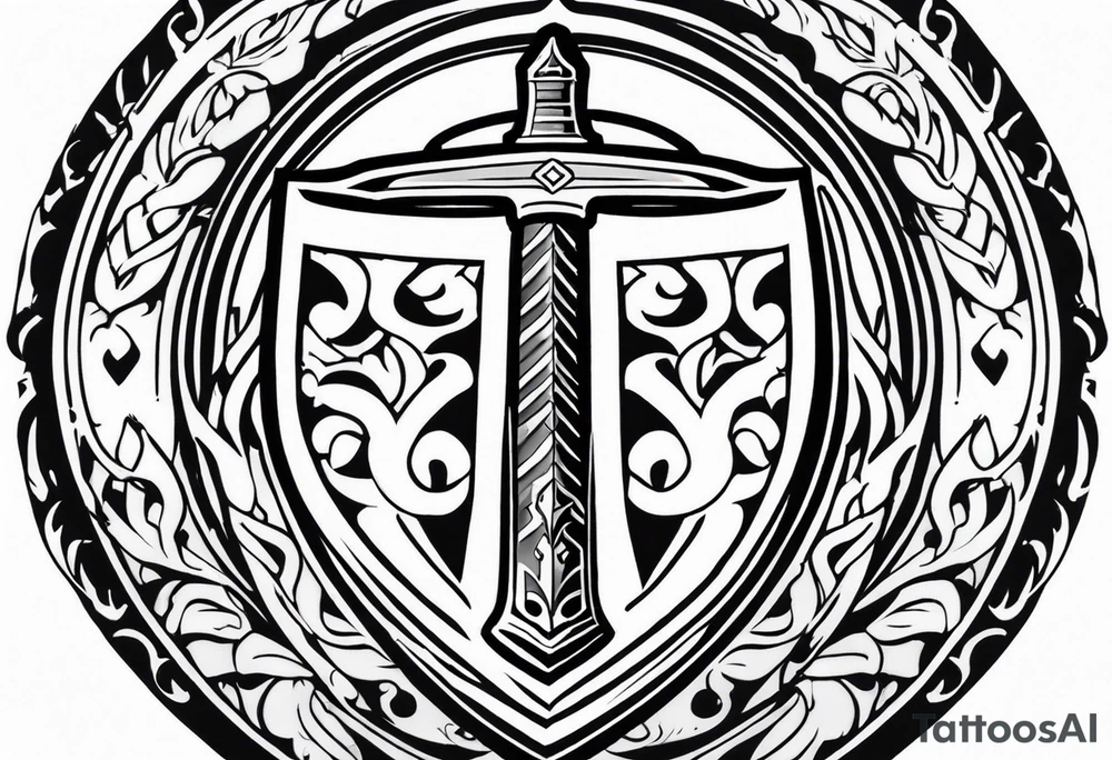 Valhalla sword shield axe armour tattoo idea