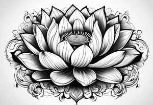 a masculine line drawing of a lotus flower tattoo idea