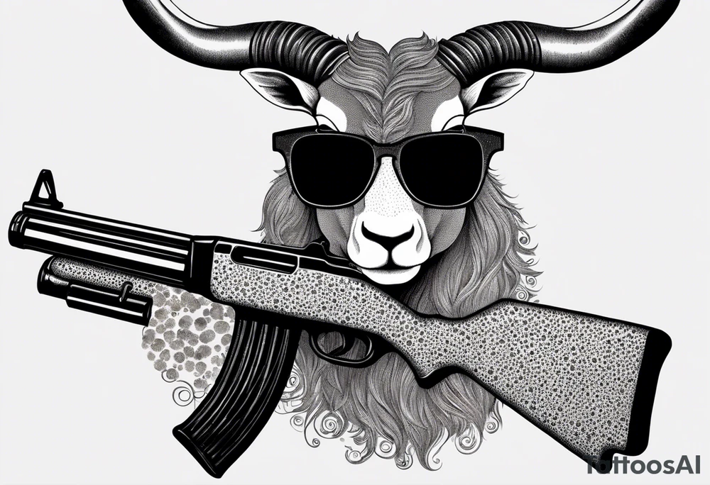 capricorn with sunglasses and shotgun tattoo idea