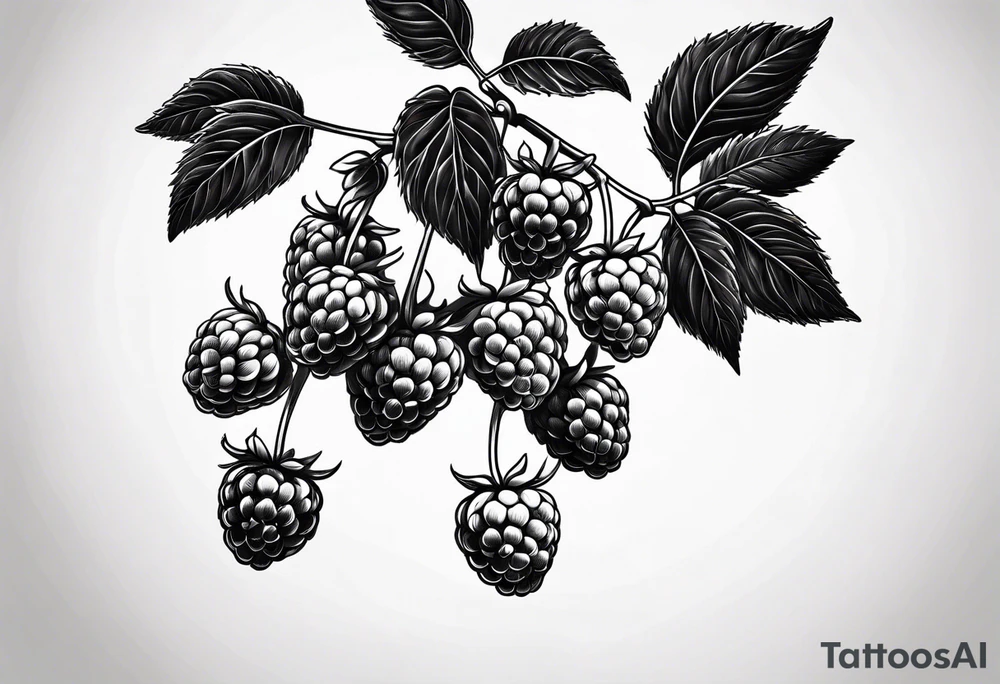 a small skinny raspberry branch that is hanging upside down tattoo idea