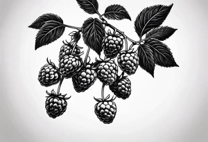 a small skinny raspberry branch that is hanging upside down tattoo idea