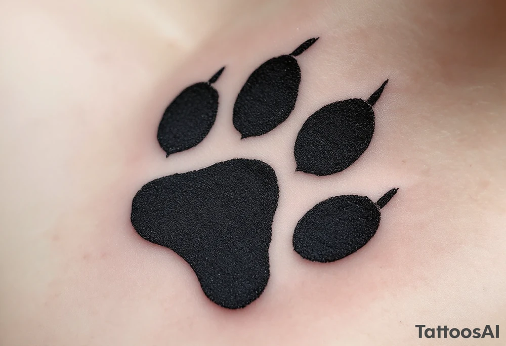 Minimalist Black Wolf Paw – A clean, solid black wolf paw print, representing loyalty, intuition, and freedom. tattoo idea