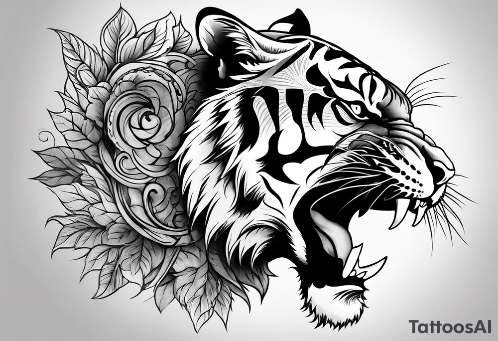 Tiger shouting tattoo idea