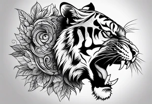 Tiger shouting tattoo idea