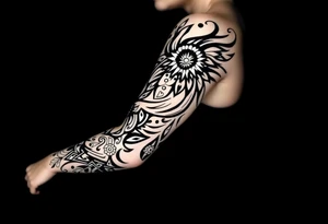 bold line shaman and indian style ready 
desingn tattoo idea