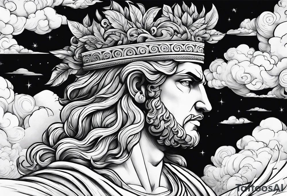 Greek god in the clouds tattoo idea
