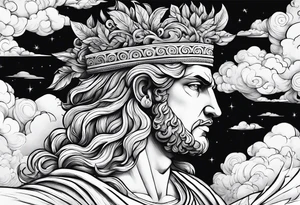 Greek god in the clouds tattoo idea