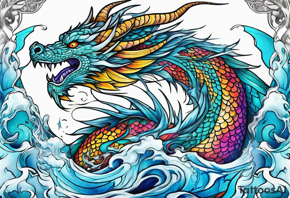 Dragon breathing ice tattoo idea