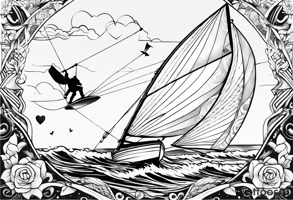 I want a tattoo of a kitesurfer with a heart-shaped sail tattoo idea