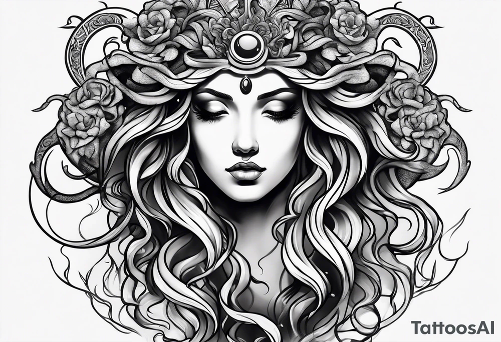 depressed medusa tattoo idea