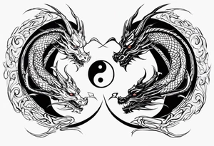 two dragons meeting to create yin yang tattoo idea