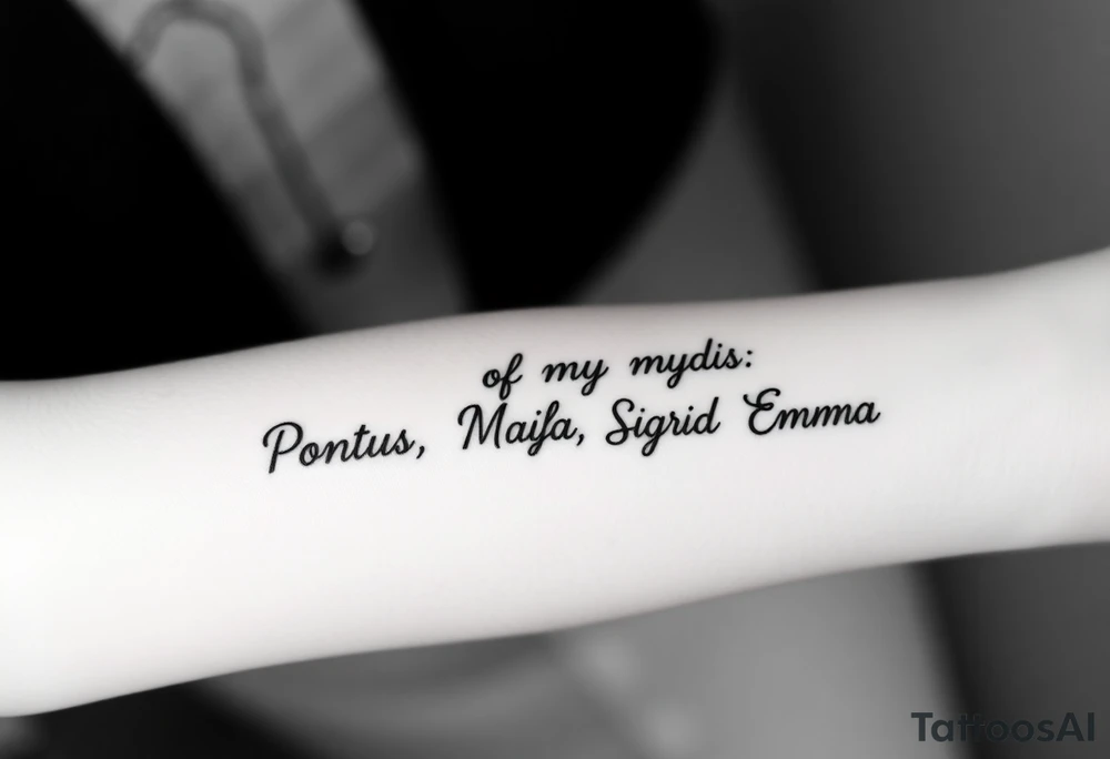 Names of my kids: Pontus, Maja, Sigrid and Emma tattoo idea