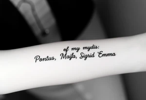 Names of my kids: Pontus, Maja, Sigrid and Emma tattoo idea