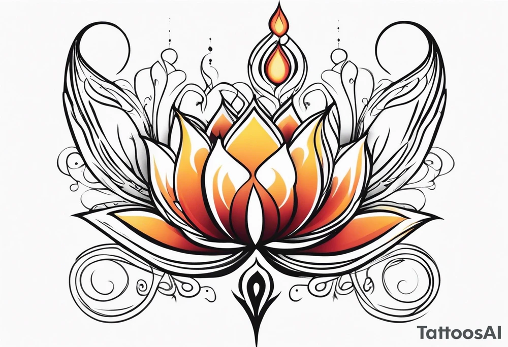 one vertical tattoo that combines lotus flower, phoenix and helix, strength and resilience symbols tattoo idea