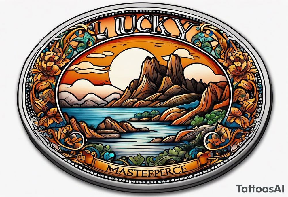 Lucky penny with date 1986, American traditional style tattoo idea
