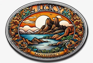 Lucky penny with date 1986, American traditional style tattoo idea