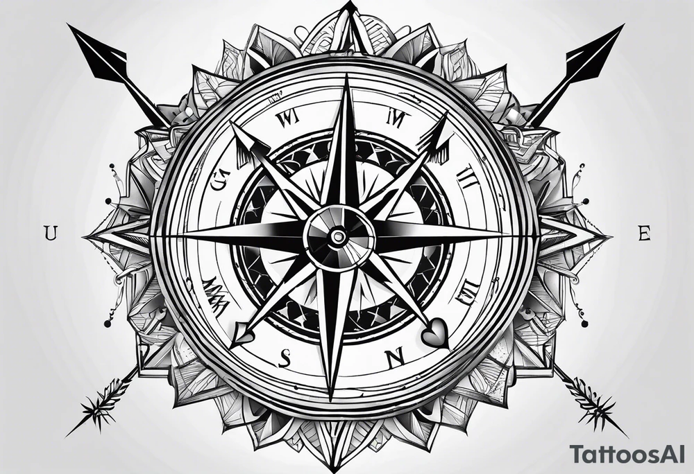 Compass with an arrow tattoo idea