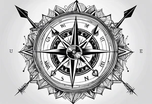 Compass with an arrow tattoo idea