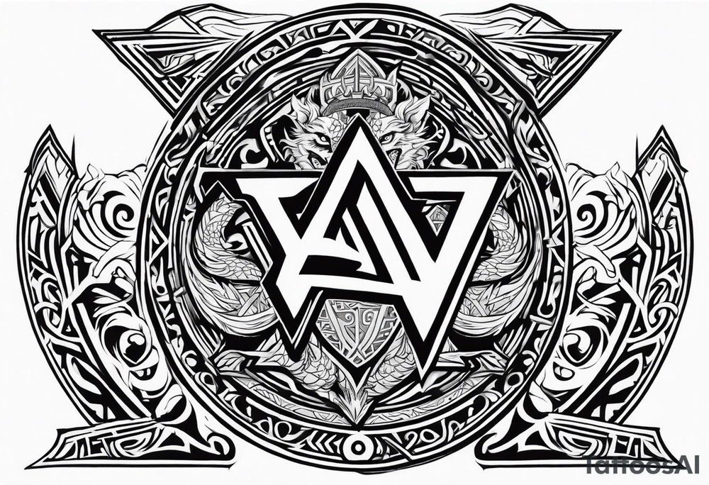 Valhalla sword shield dragon axe Valknut tribal lion tattoo idea Valhalla sword shield dragon axe Valknut tribal lion tattoo idea