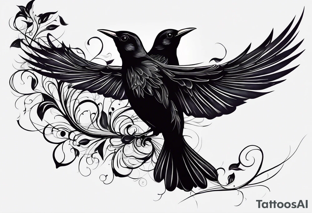 Your interpretation of the Beatles song blackbird. Be abstract and not realistic tattoo idea