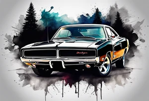 Black Dodge charger tattoo idea