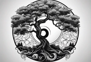 yin yang, tree tattoo idea