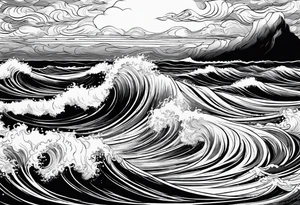 picture 8 by 8 centimeters of sea waves before a storm tattoo idea