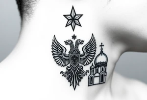 Top: Russian star 
Middle: russian double-headed eagle coat of arms
Bottom: Orthodox church dome with a cross tattoo idea
