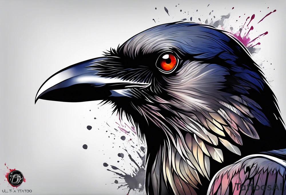 crow bleeding from eyes tattoo idea