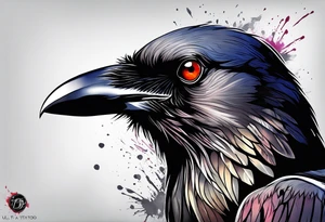 crow bleeding from eyes tattoo idea