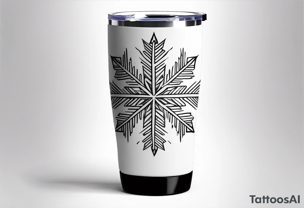 20 oz tumbler simple minimalist Christmas snowflake 
motif with a blank banner to engrave a name in the middle tattoo idea