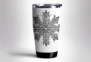 20 oz tumbler simple minimalist Christmas snowflake 
motif with a blank banner to engrave a name in the middle tattoo idea