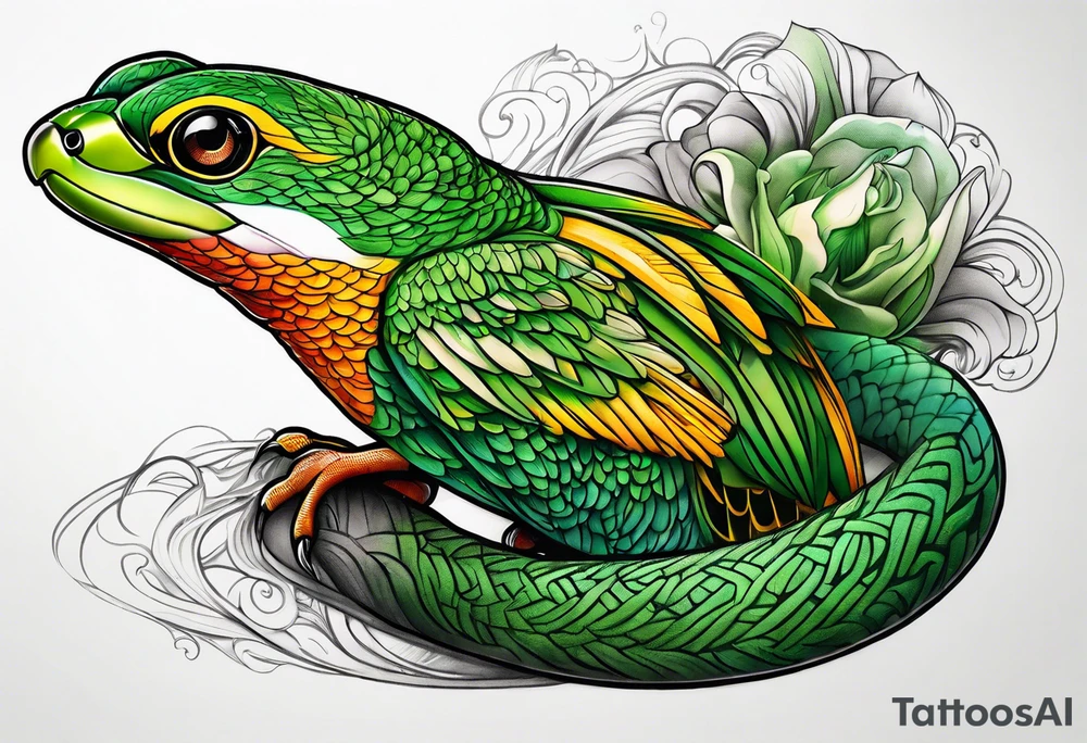 South American green racer tattoo idea