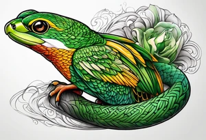 South American green racer tattoo idea