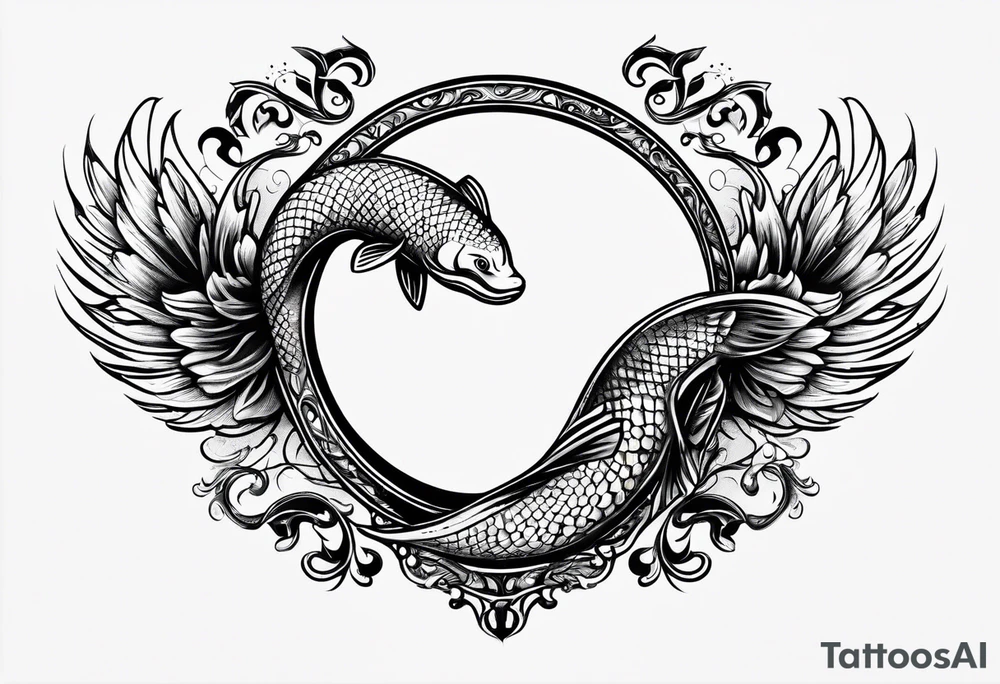 A infinity sign with a musky jumping out tattoo idea