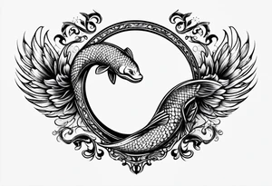 A infinity sign with a musky jumping out tattoo idea