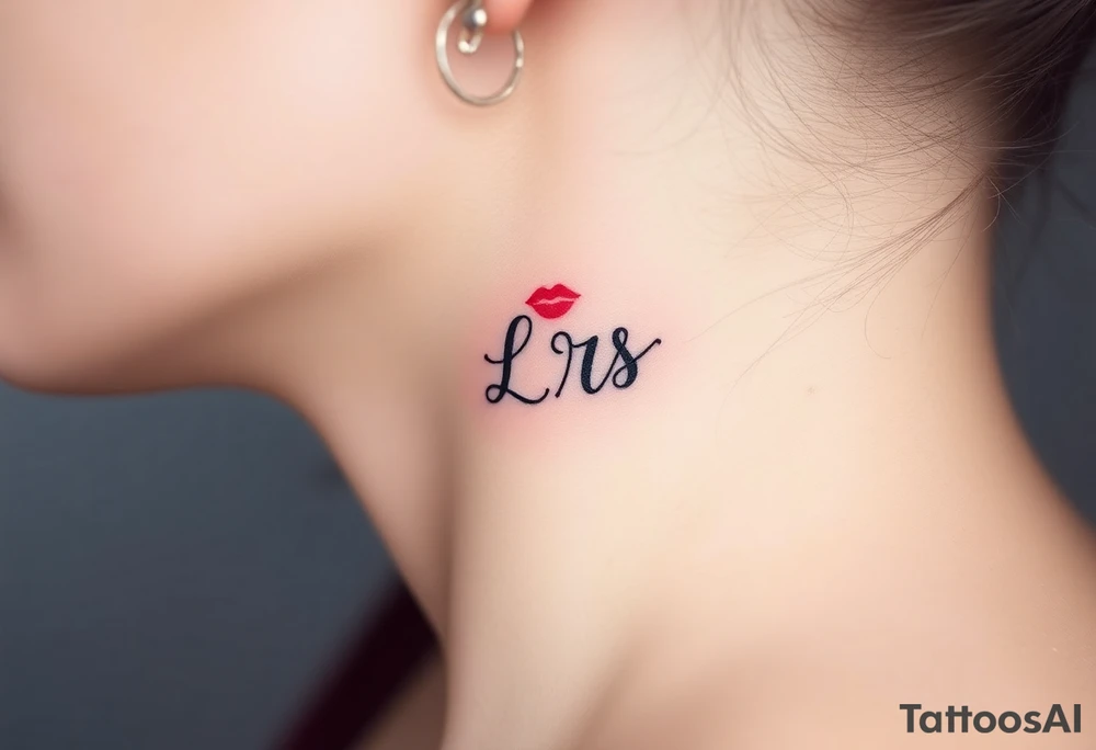 Small Kiss mark with the initials lrs tattoo idea