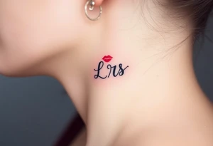 Small Kiss mark with the initials lrs tattoo idea