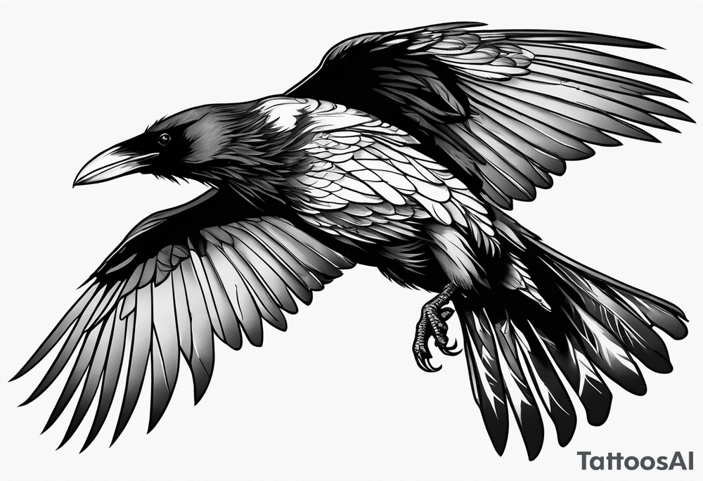 raven in flight tattoo idea