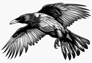 raven in flight tattoo idea