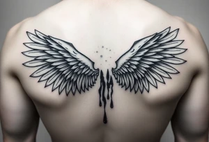 Angel wings in blood tattoo idea