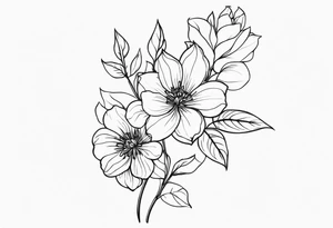 June birth flower, January birth flower, April birth flower, April birth flower, July birth flower in a vertical line on the same vine tattoo idea