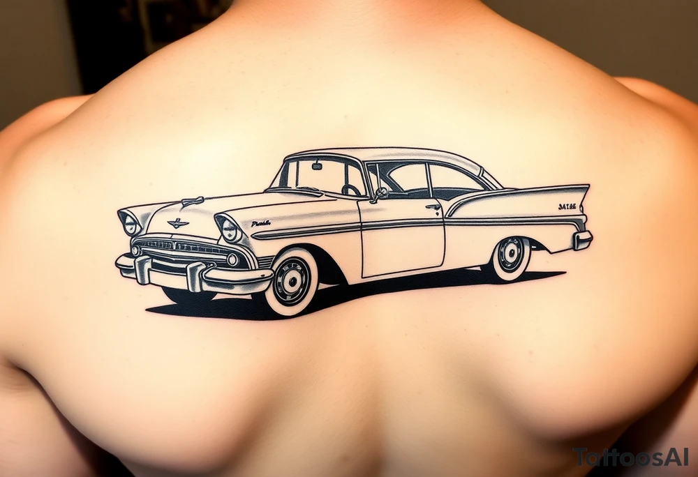 1956 Plymouth Belvedere car with shading tattoo idea