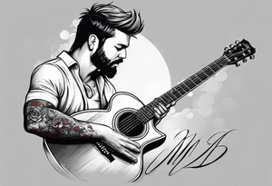 Father and child guitar tattoo idea