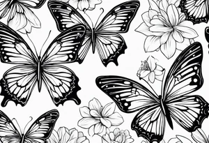 3 fine line butterflies tattoo idea