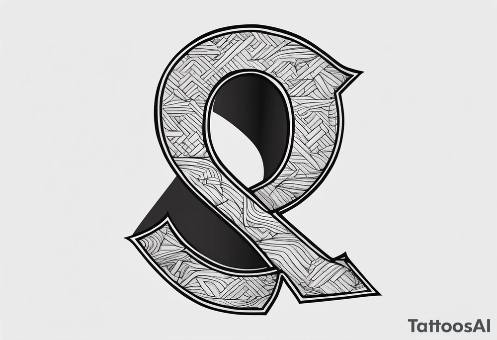 A spade symbol with the letter "Q" embedded in the center. tattoo idea