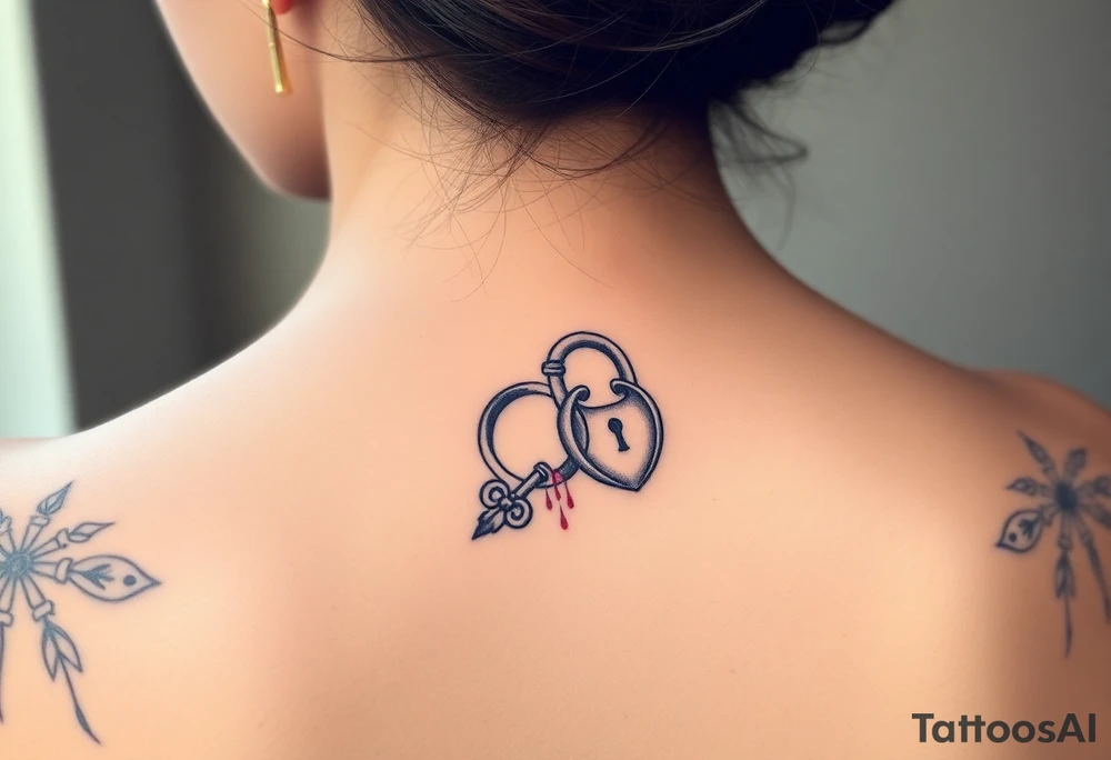 combination of key and lock as two wedding rings as symbol of infinity tattoo idea